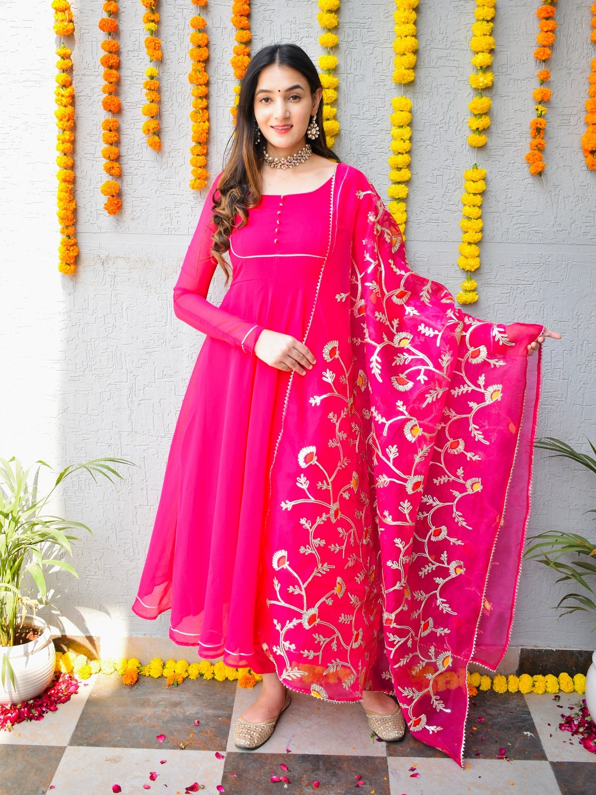 Pink Georgette Suit Set