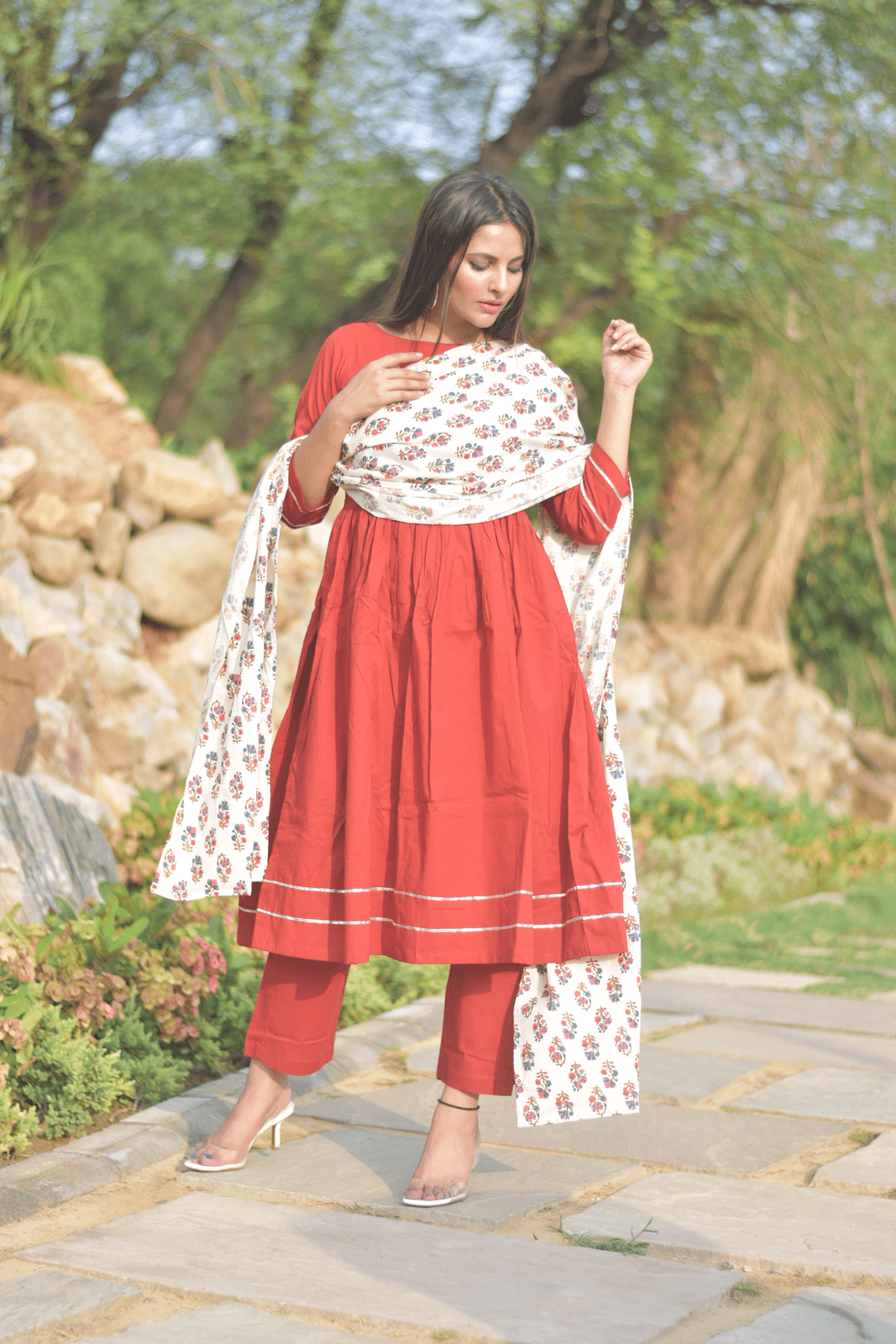 Rust Flower Suit Set