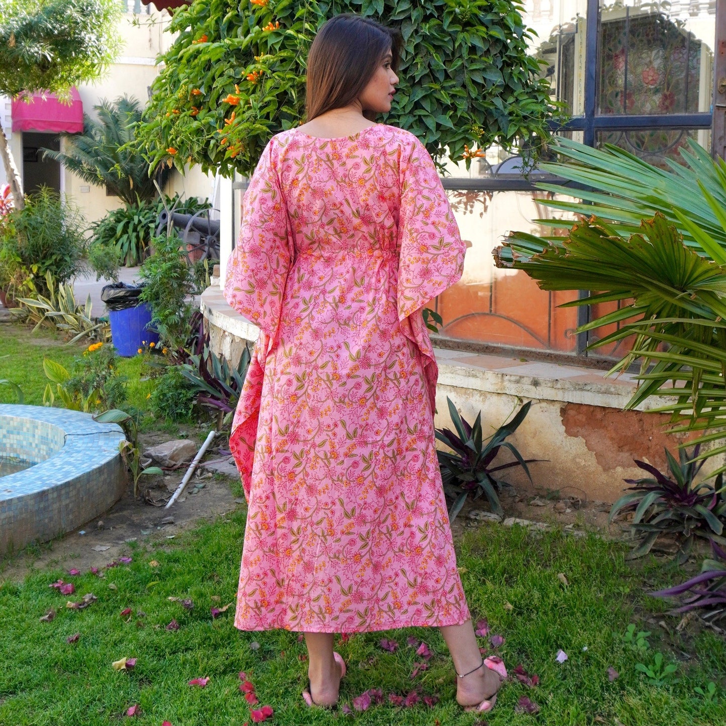Pink Handblock Kaftan