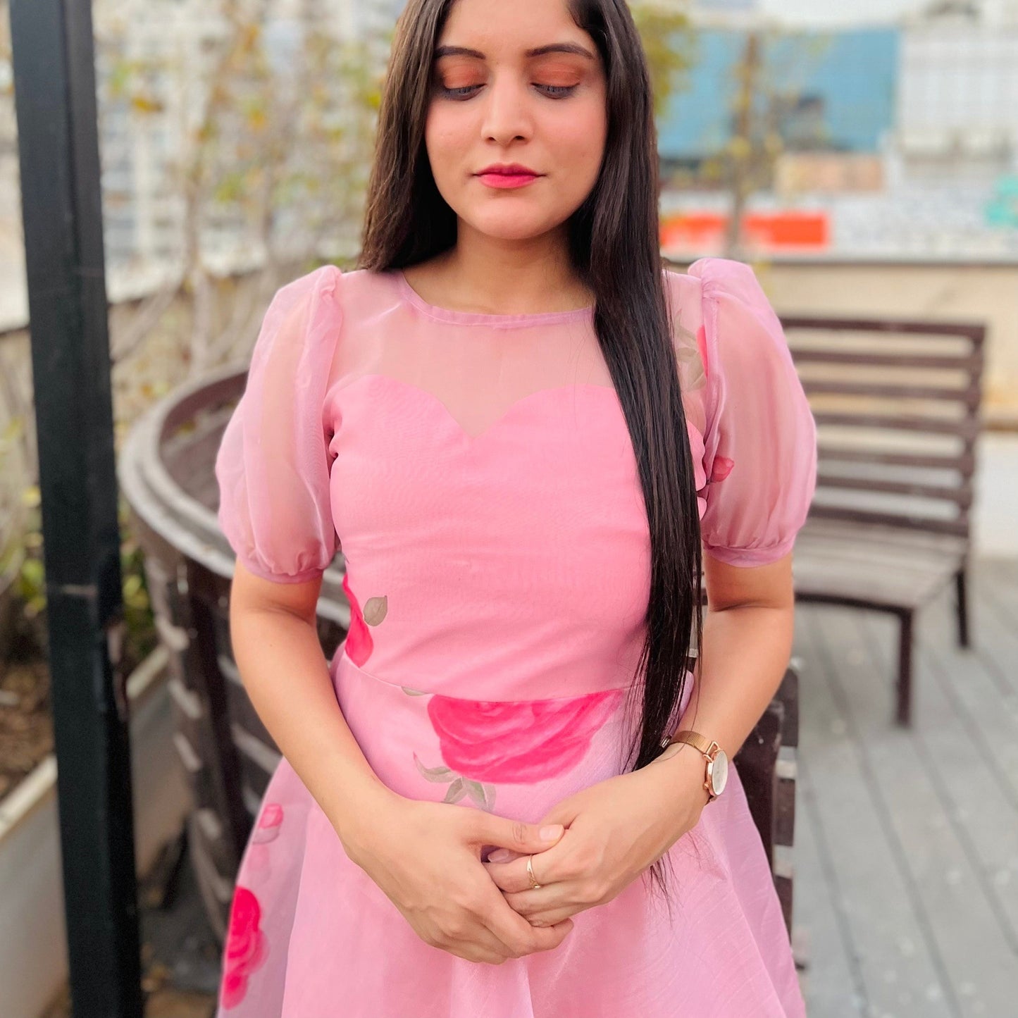Blush Rose Handpainted Dress