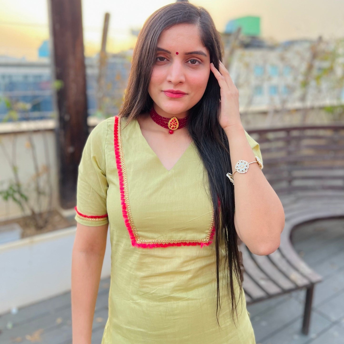 Pistachio Cotton Kurta Set