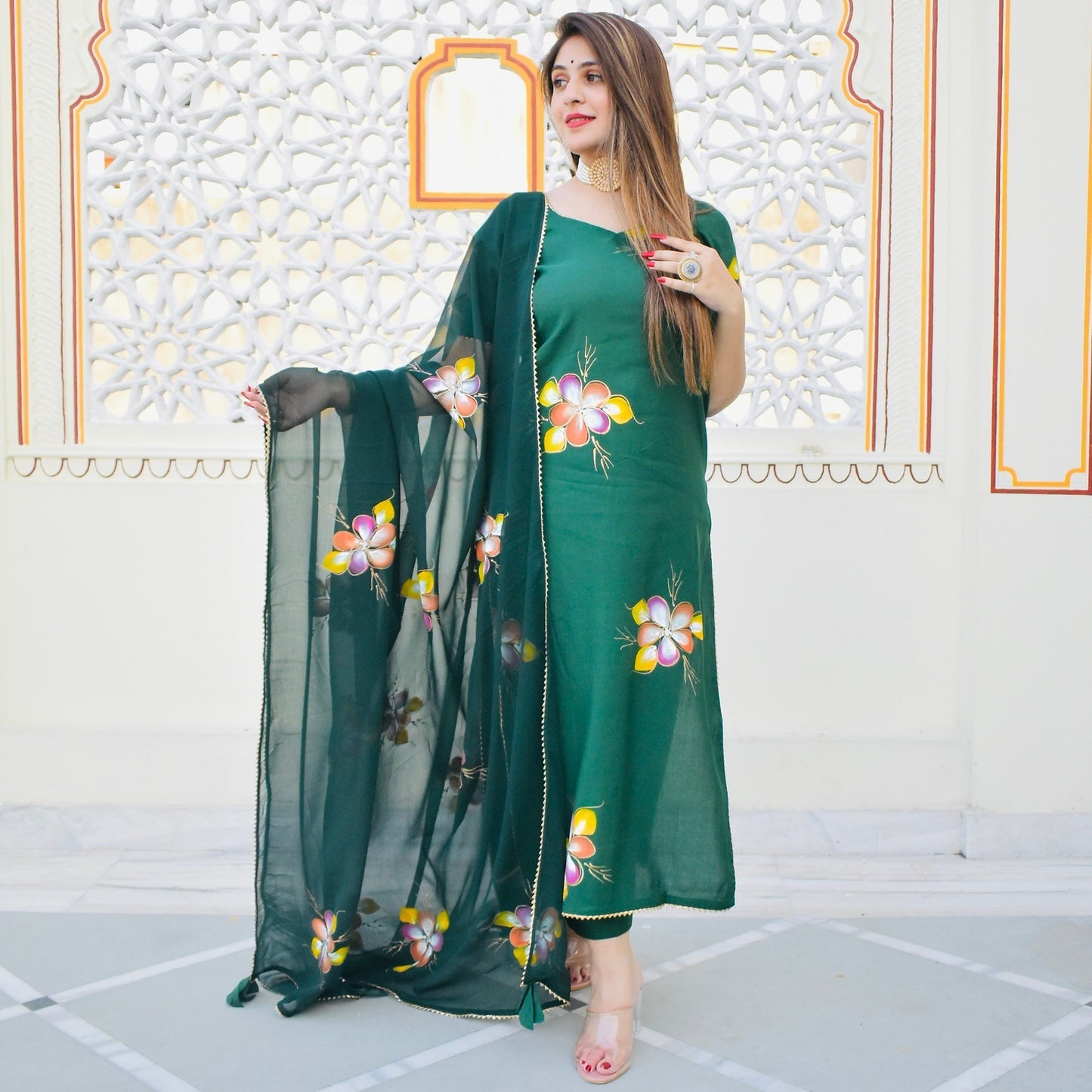 Emerald Handpainted Suit Set
