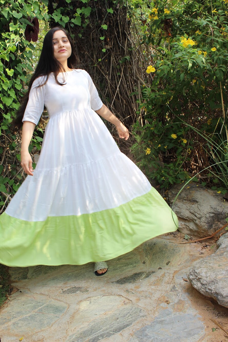 White Pastel Tier Dress