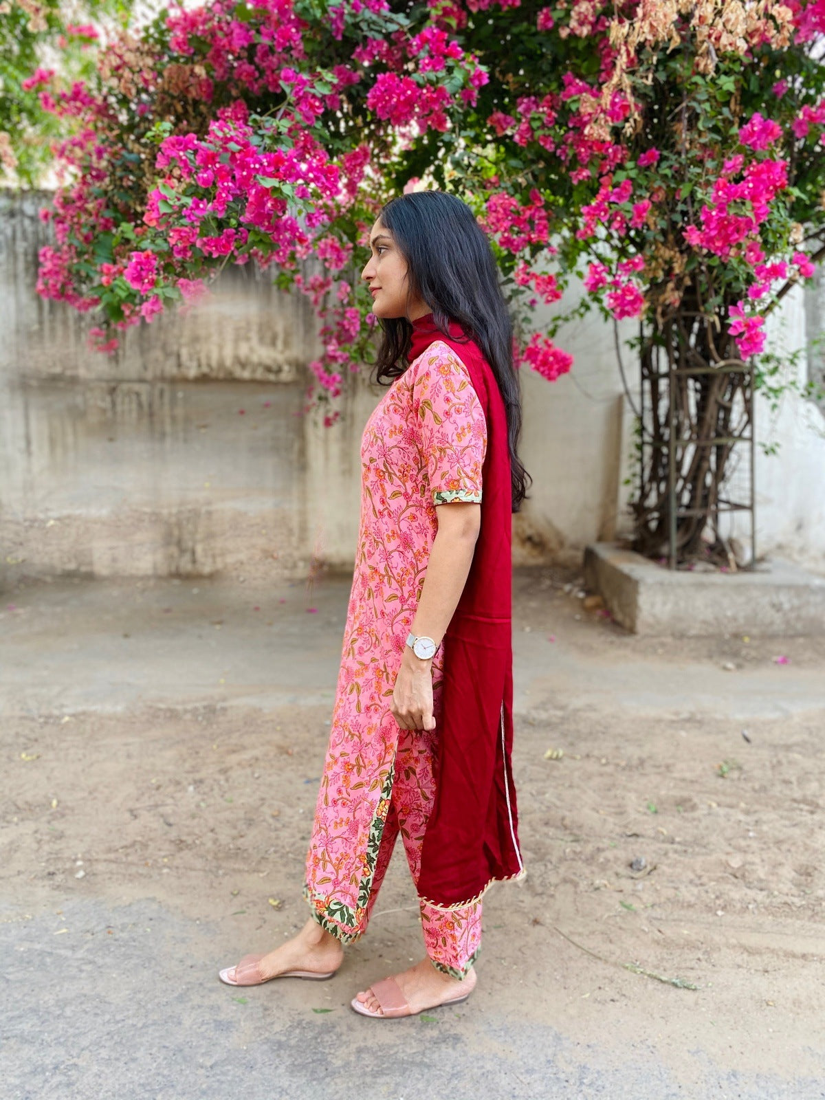 Pink Bagh Handblock Suit Set