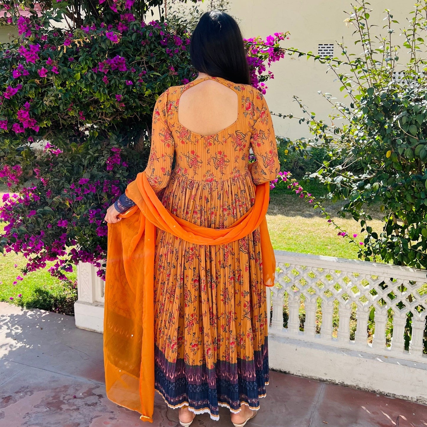 Mustard Crinkle Bouquet Suit Set