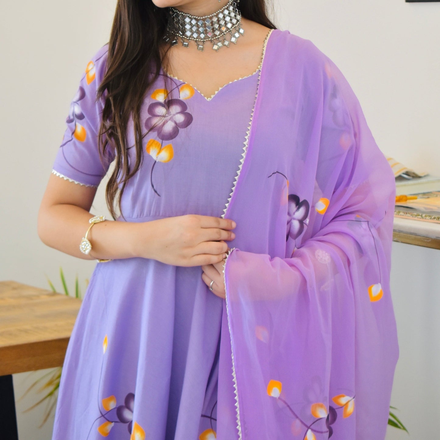 Violet Handpainted Suit Set