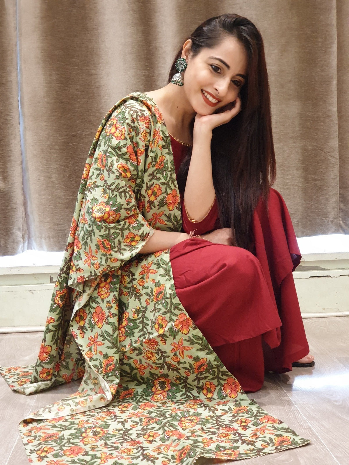 Maroon Garden Suit Set