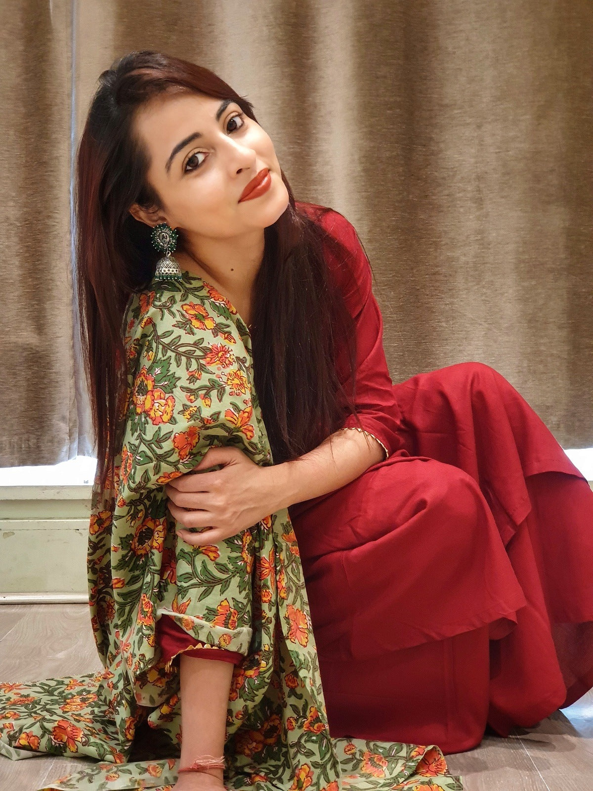 Maroon Garden Suit Set