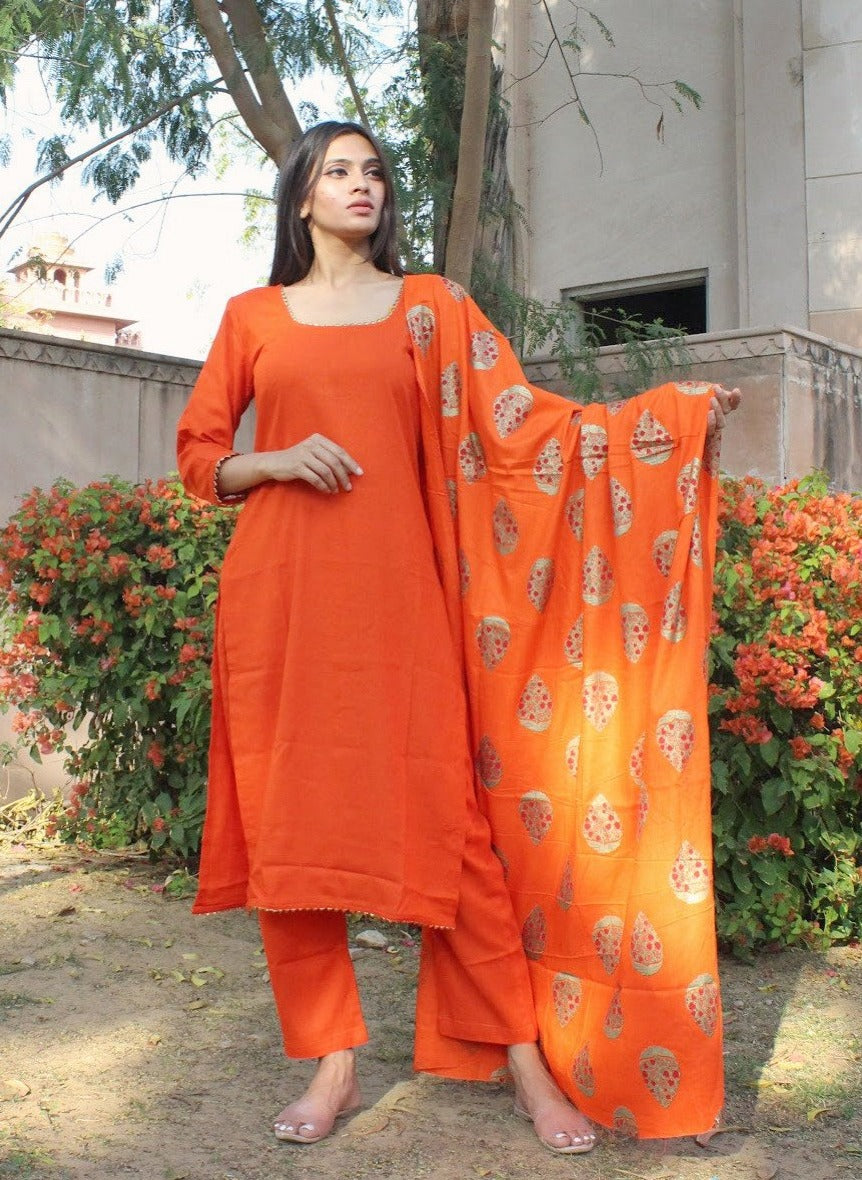 Orange Gold Foil Suit Set