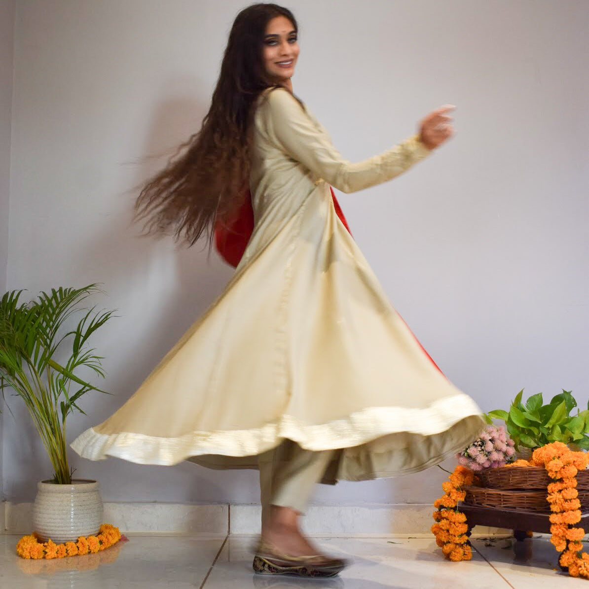 Beige Berry Kurta Set