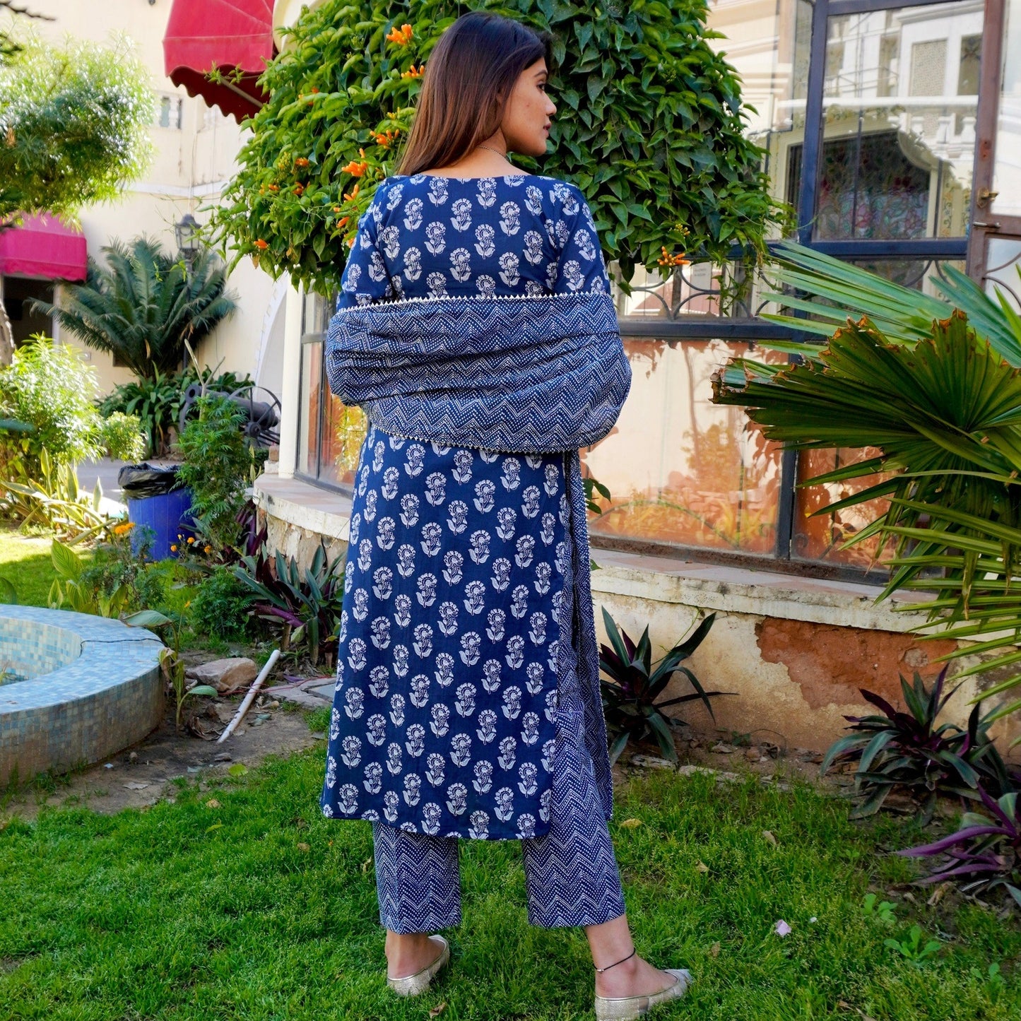 Myra Indigo Cotton Suit Set