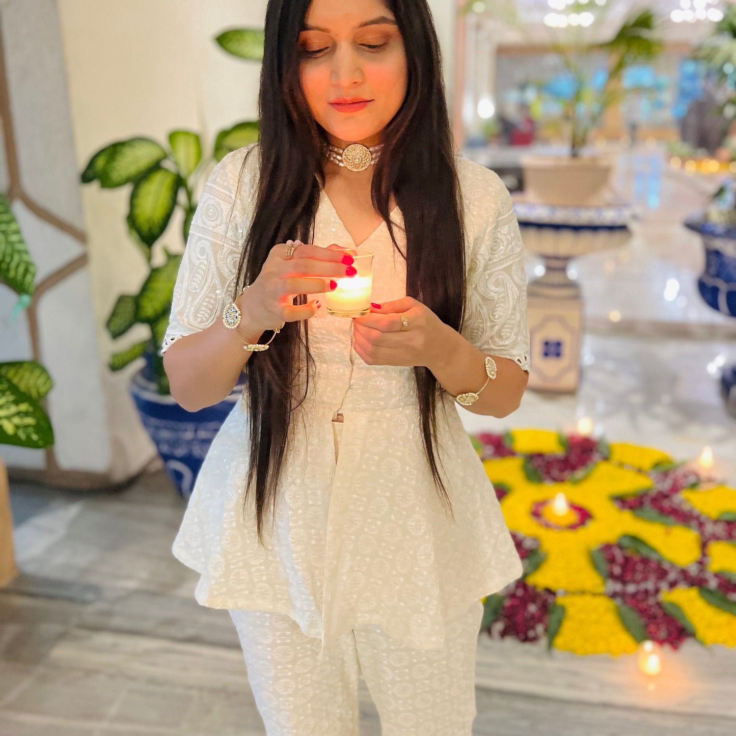 Ivory Chikankari Cord Set