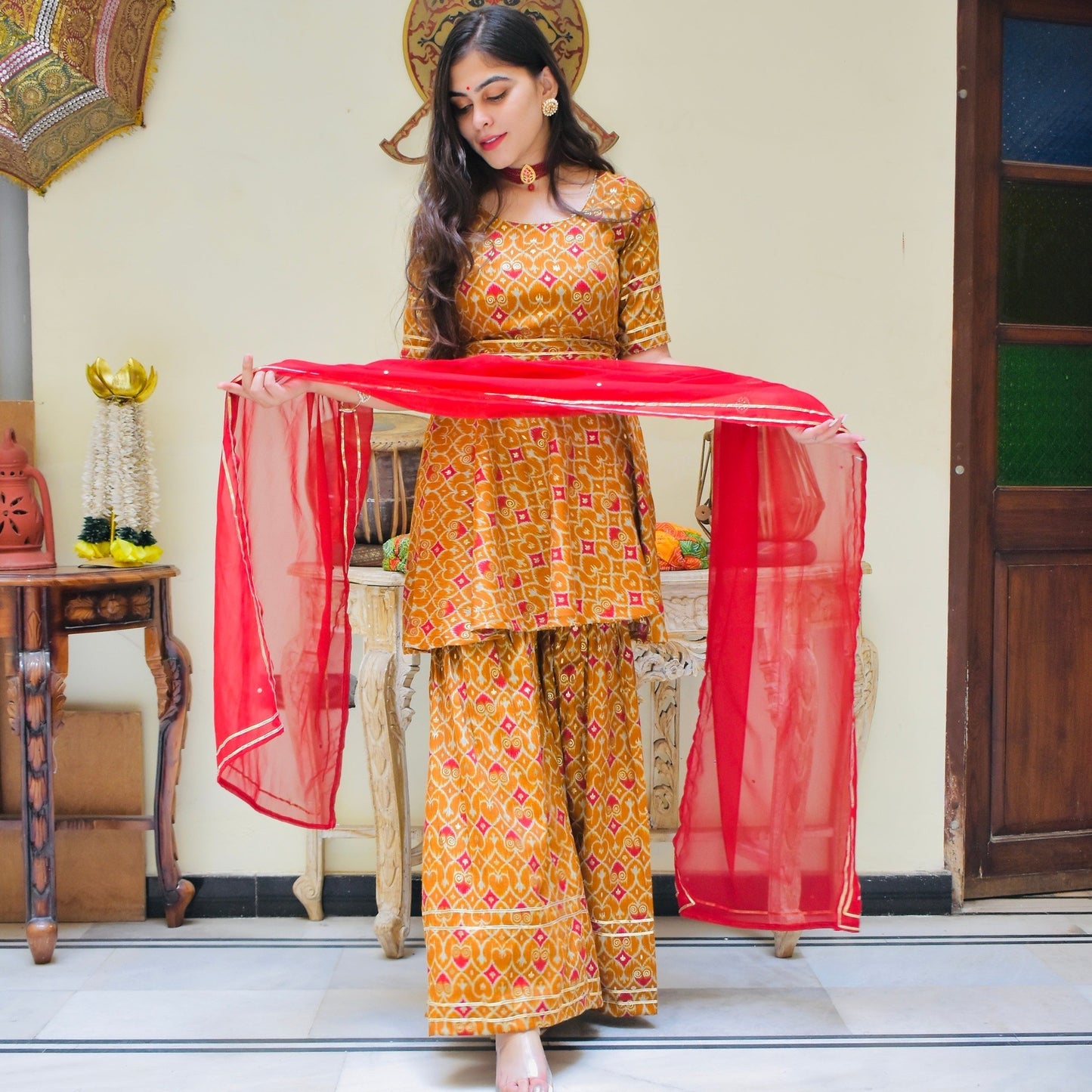 Bali Foil Sharara Suit Set