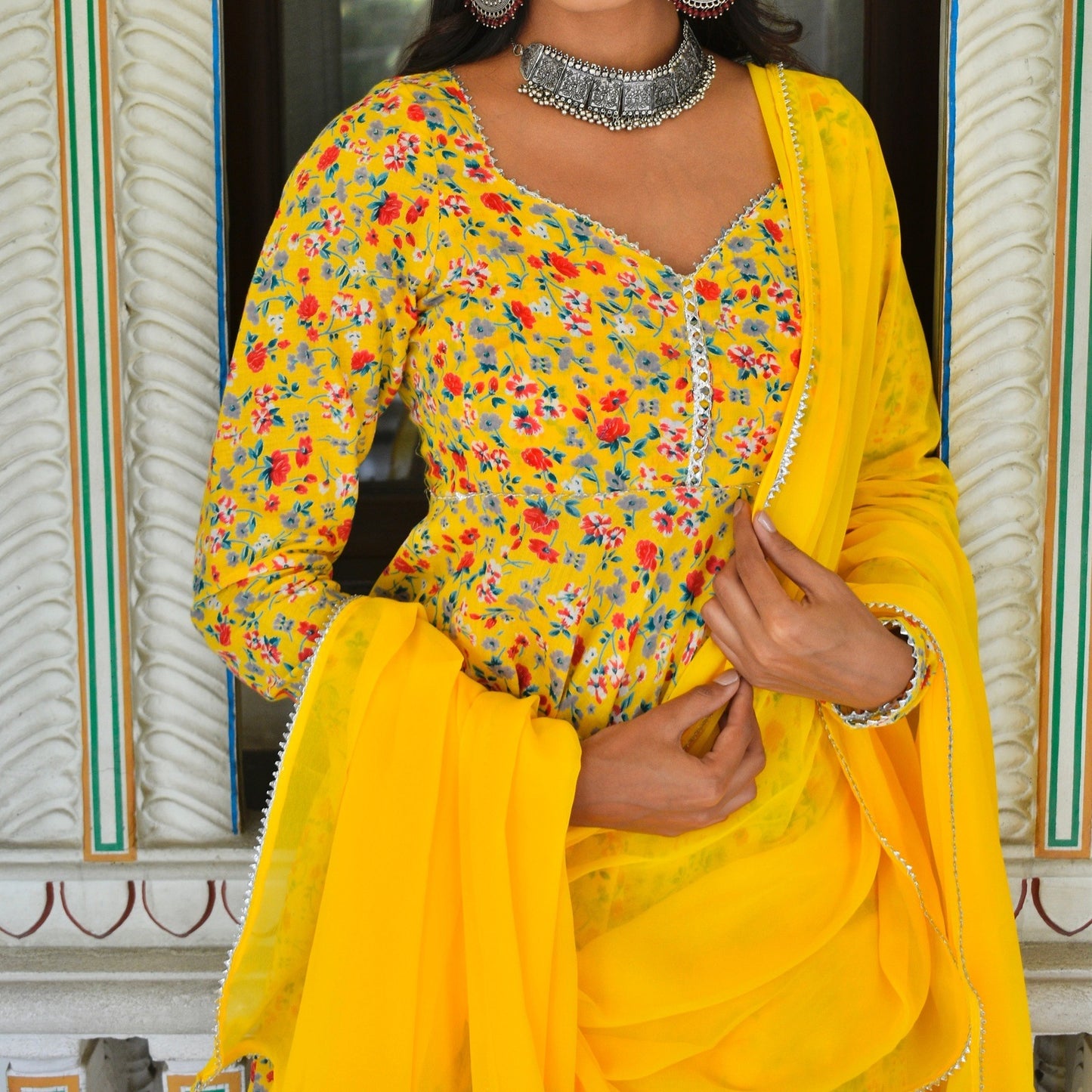 Yellow Ciara Handblock Suit Set