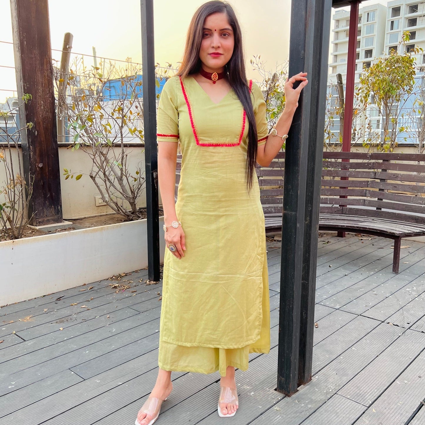 Pistachio Cotton Kurta Set