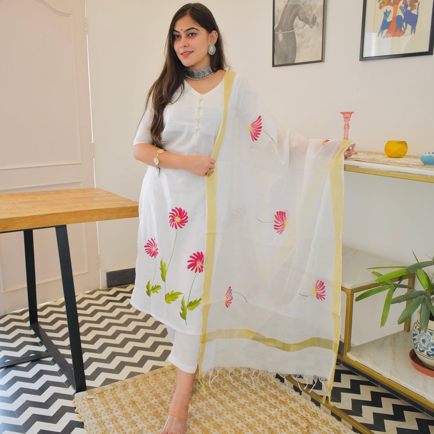 Pearl Handpainted Suit Set