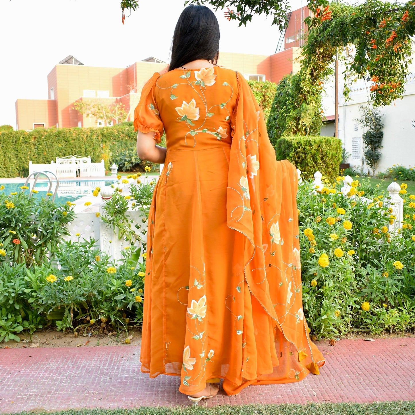 Mustard Kali Handpainted Suit Set