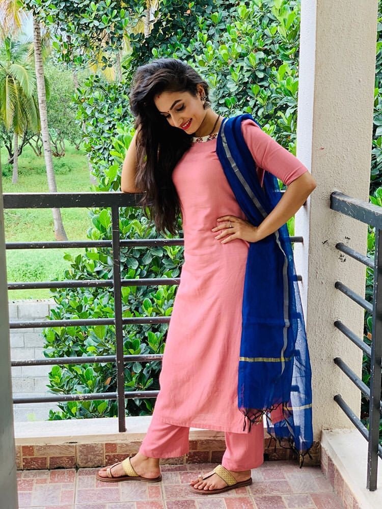 Powder Pink Neckline Suit Set