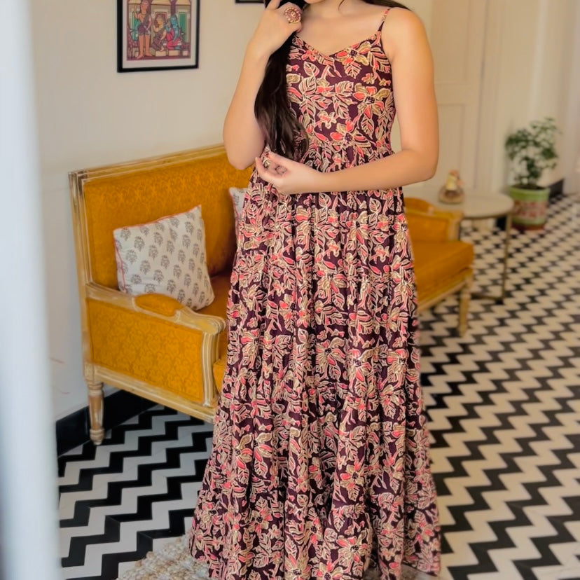 Wine Tier Maxi Dress
