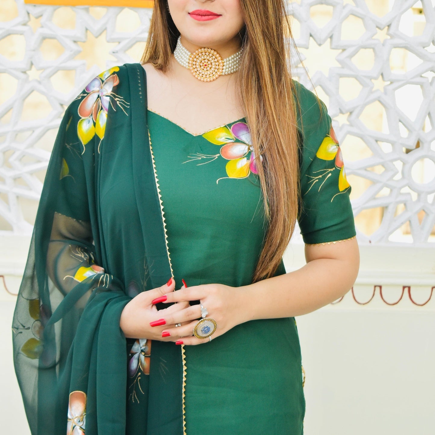 Emerald Handpainted Suit Set