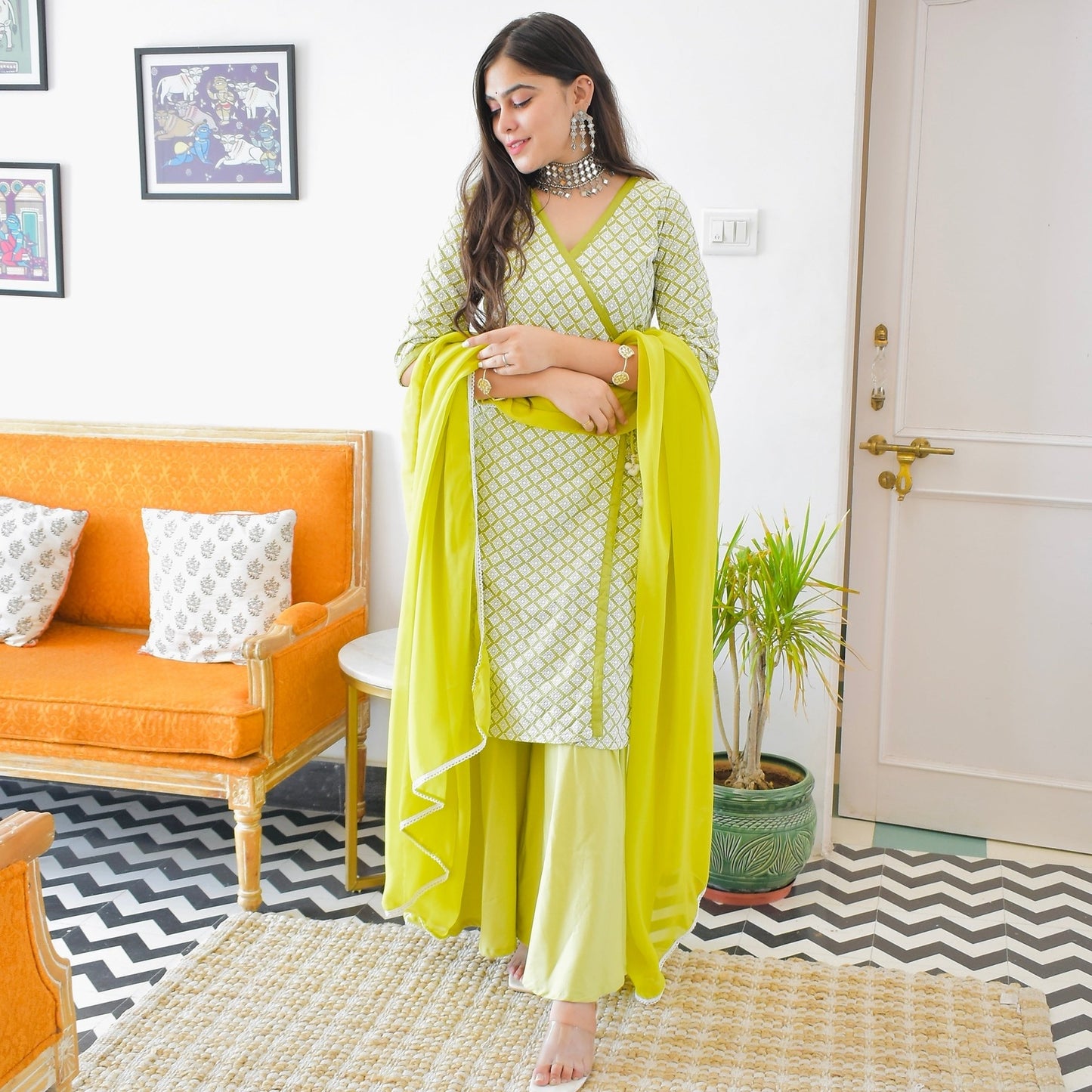 Prisha Green Sharara Suit Set