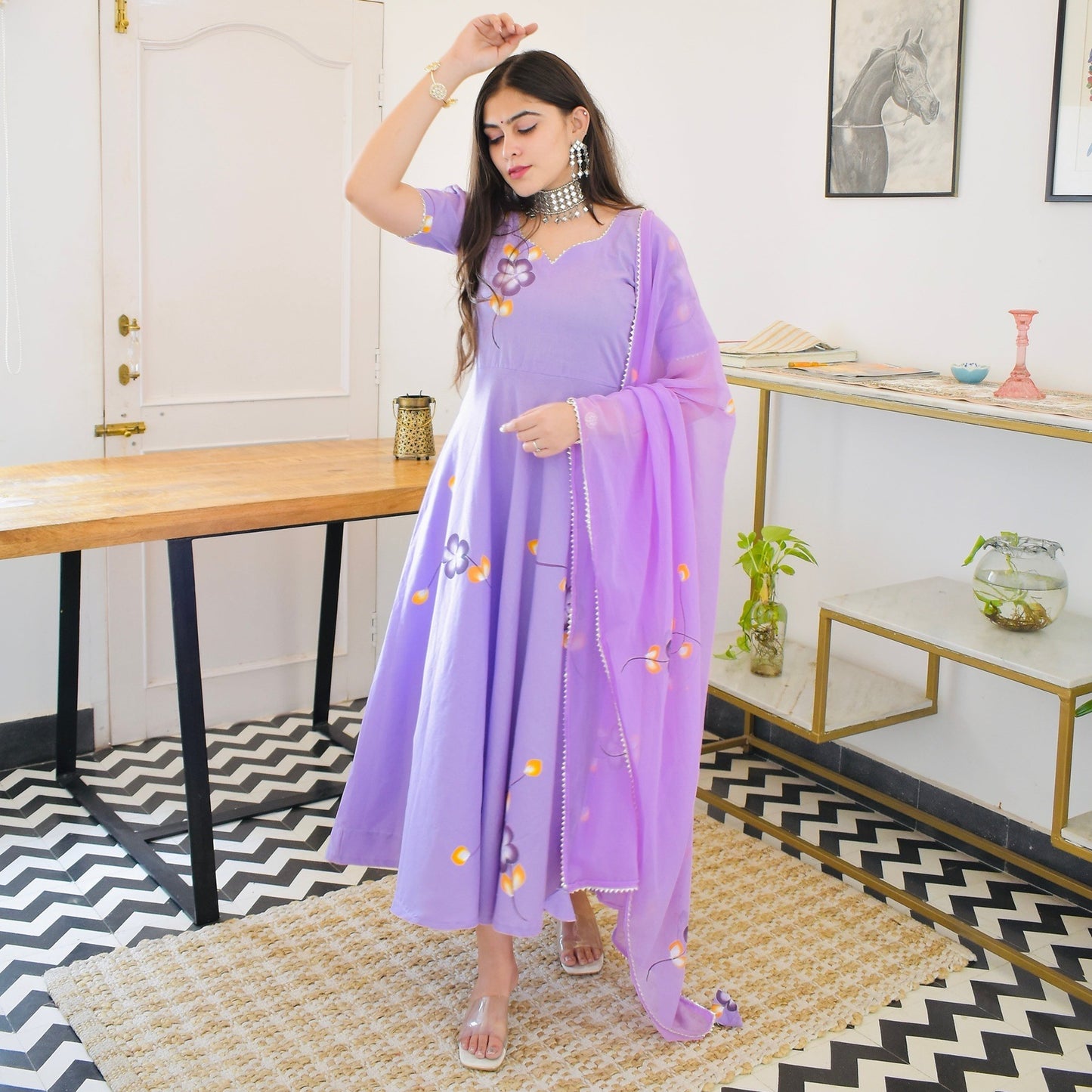 Violet Handpainted Suit Set