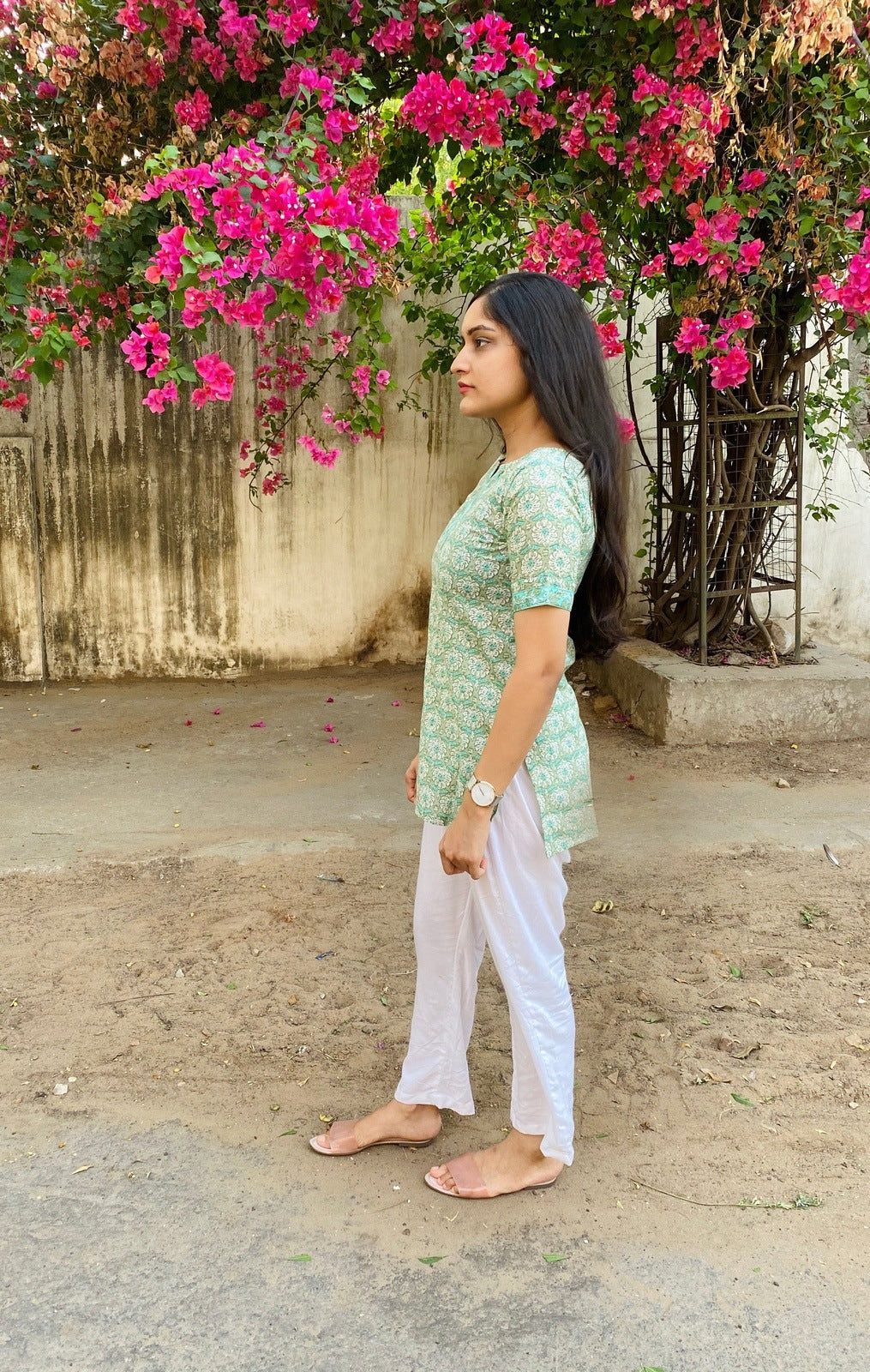 Sea Green Handblock Kurti