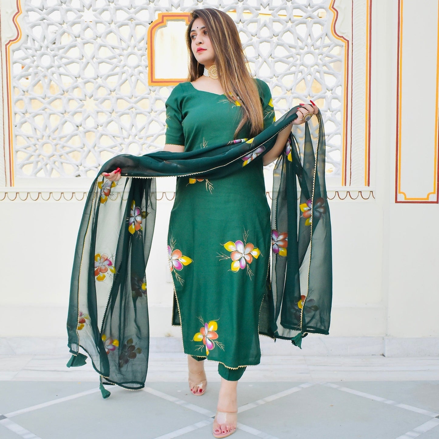 Emerald Handpainted Suit Set