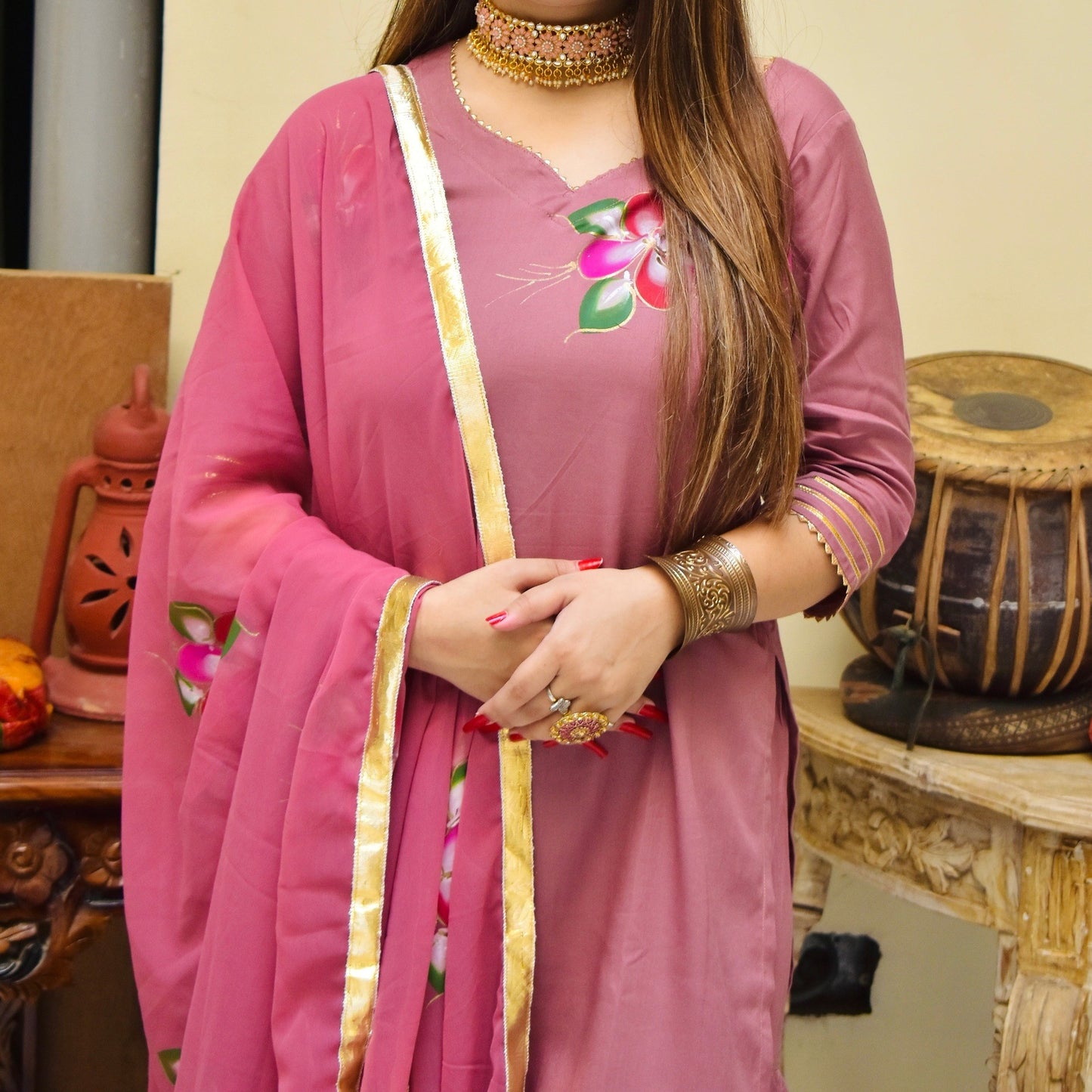 Blush Handpainted Sharara Suit Set