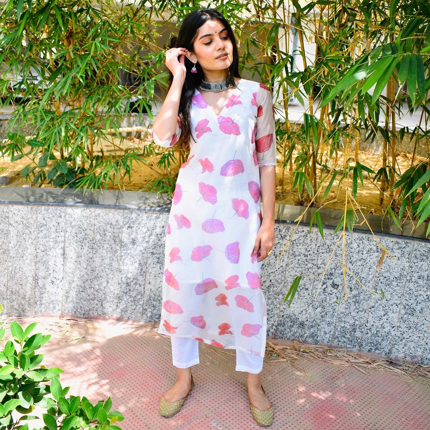 White Handpainted Kurta Set