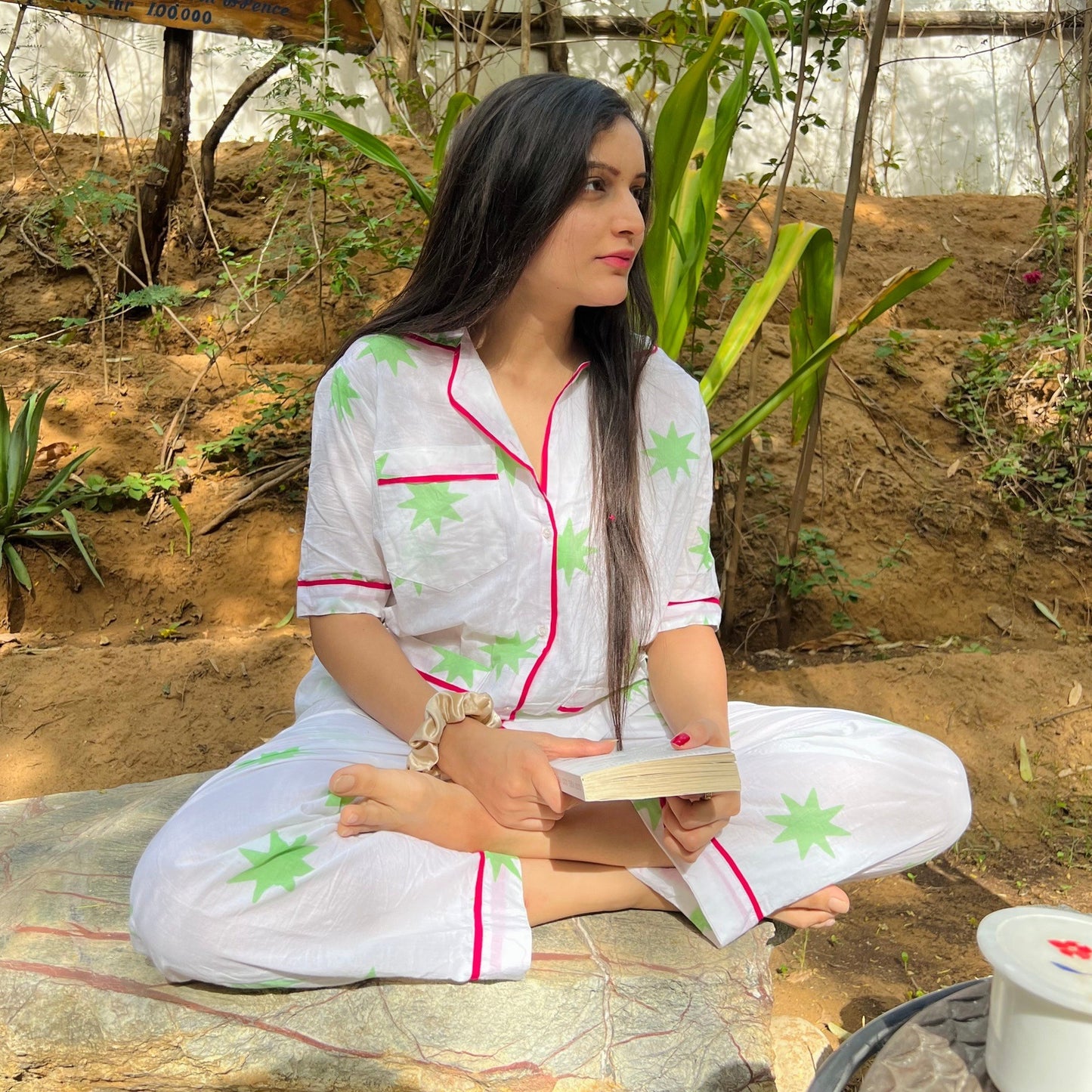 Green Star Handblock Cotton Cord Set