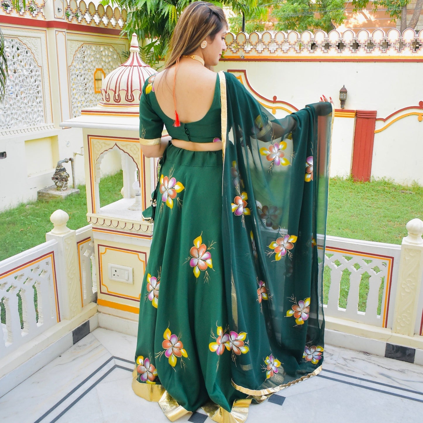 Emerald Handpainted Lehenga Set