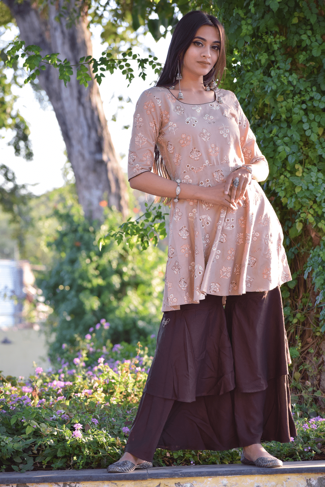 Tan Sharara Kurta Set