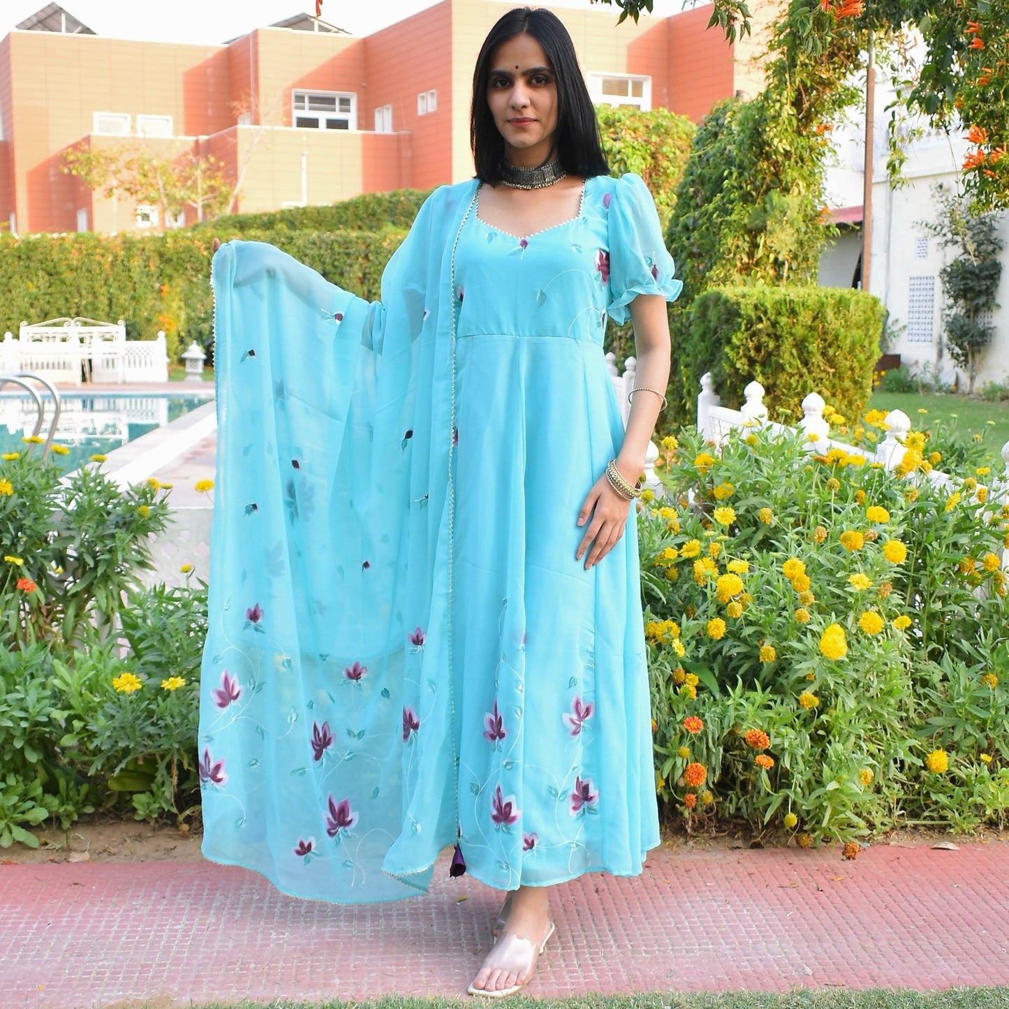 Soothing Sea Kali Handpainted Suit Set