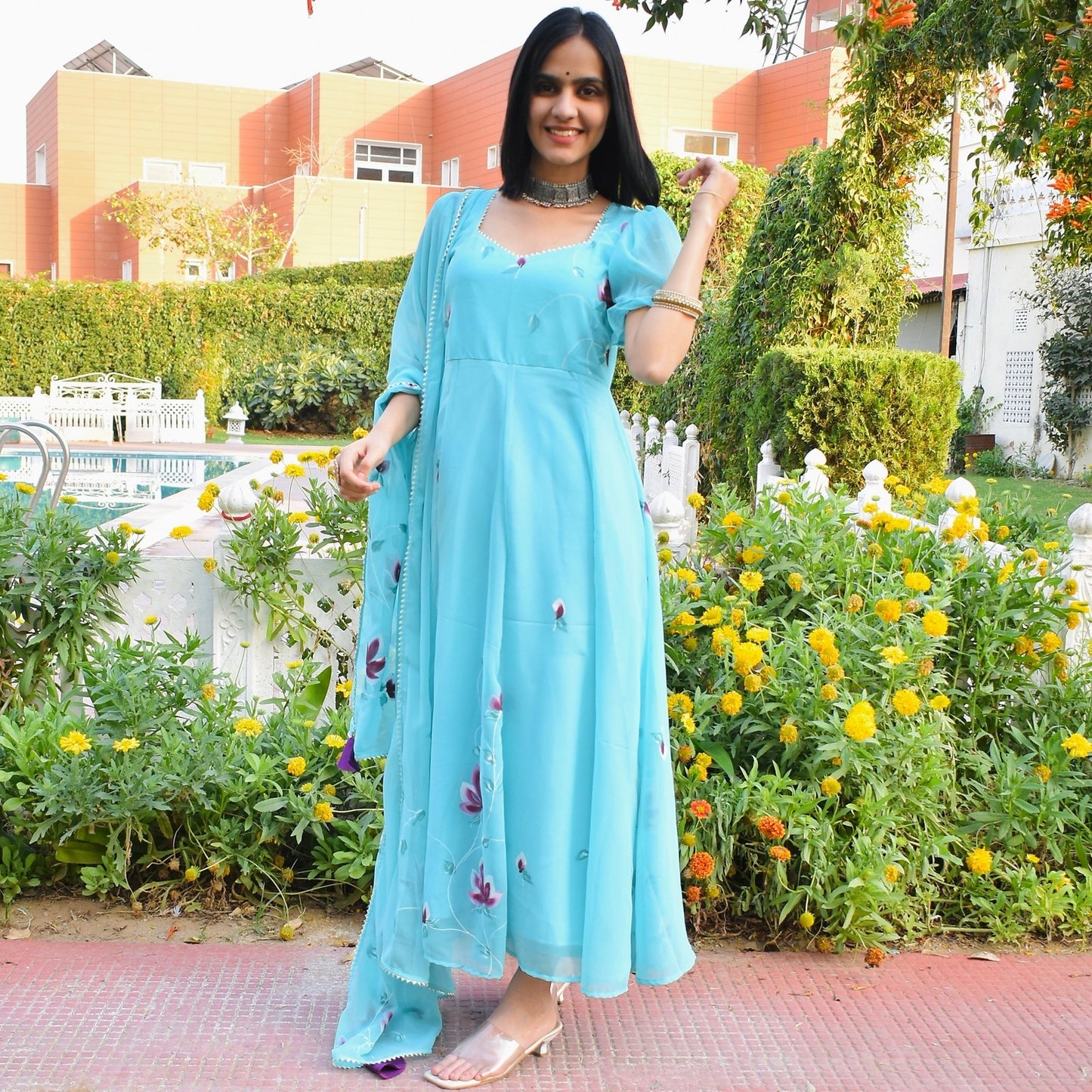 Soothing Sea Kali Handpainted Suit Set