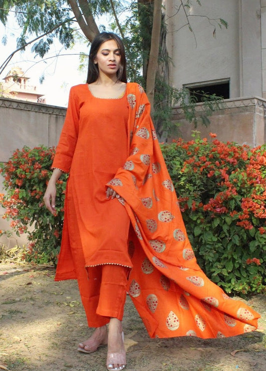 Orange Gold Foil Suit Set