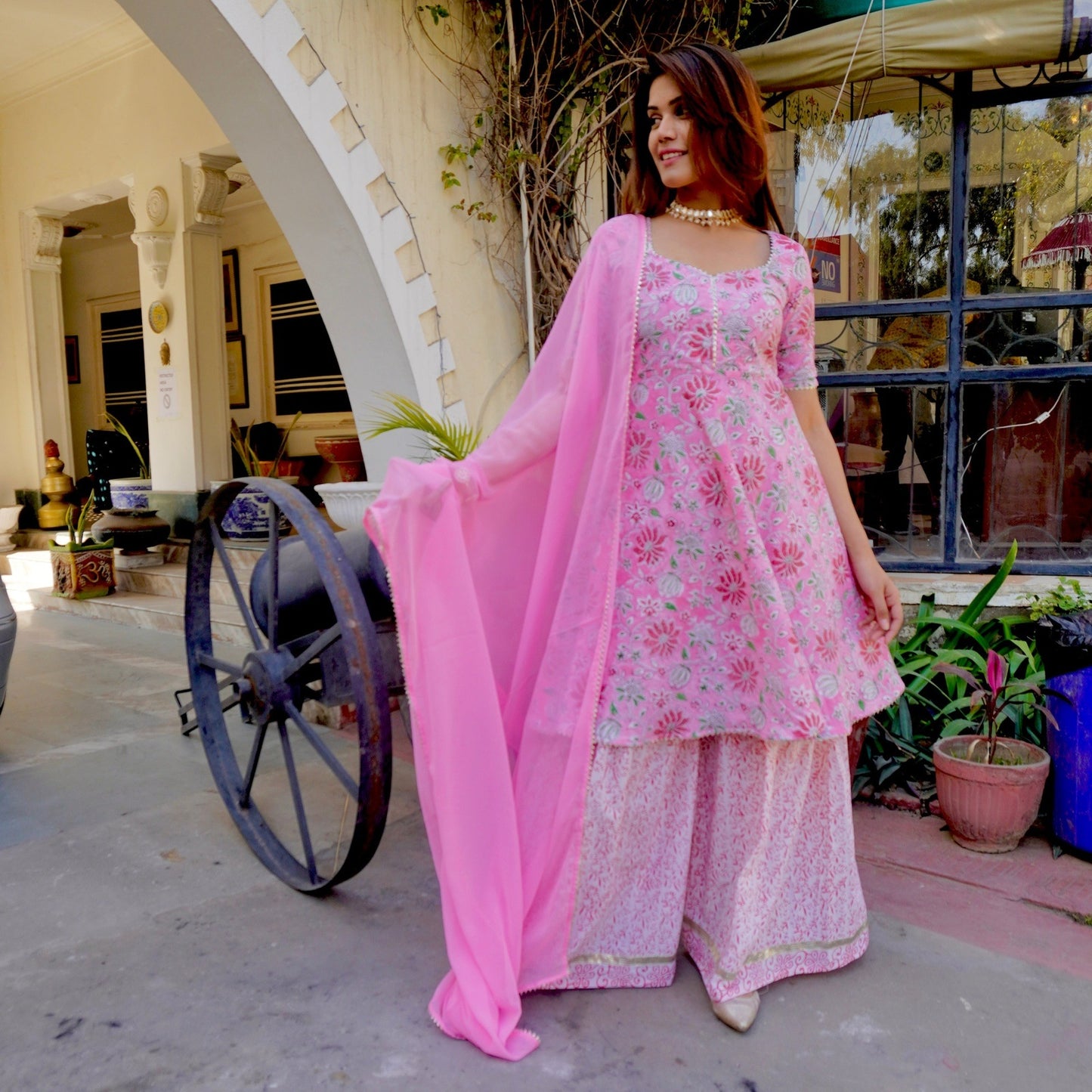 Pink Peony Sharara Suit Set