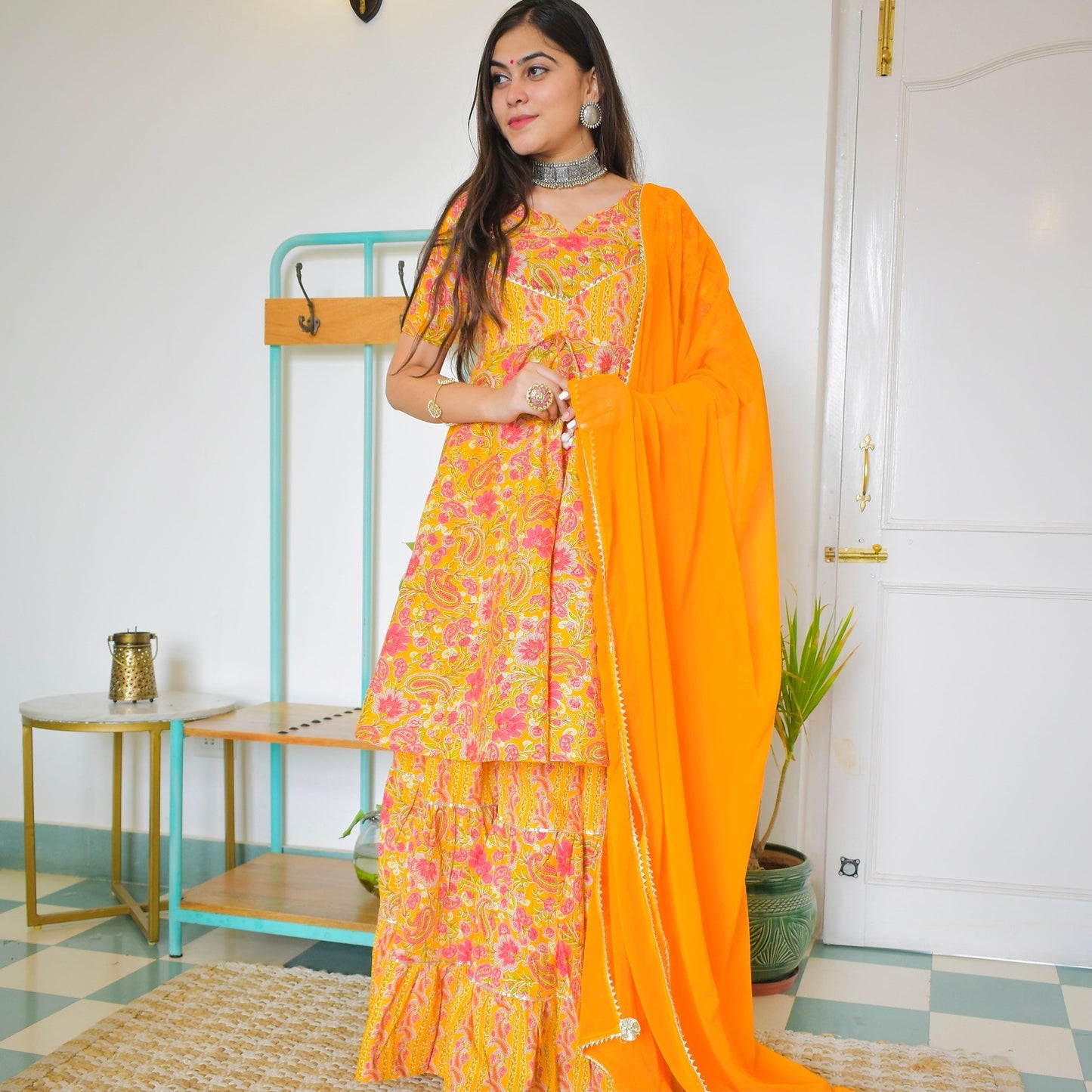Mango Block Sharara Suit Set