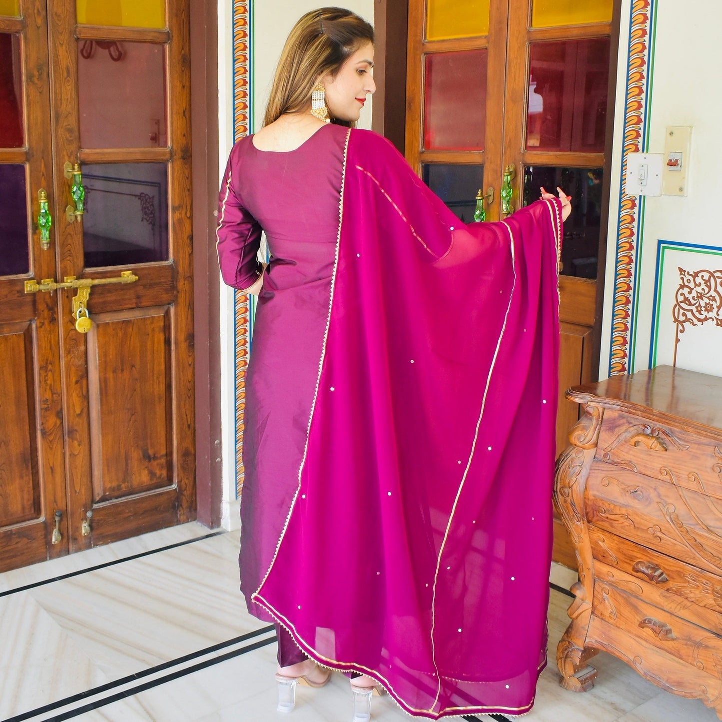 Wine Handwork Suit Set