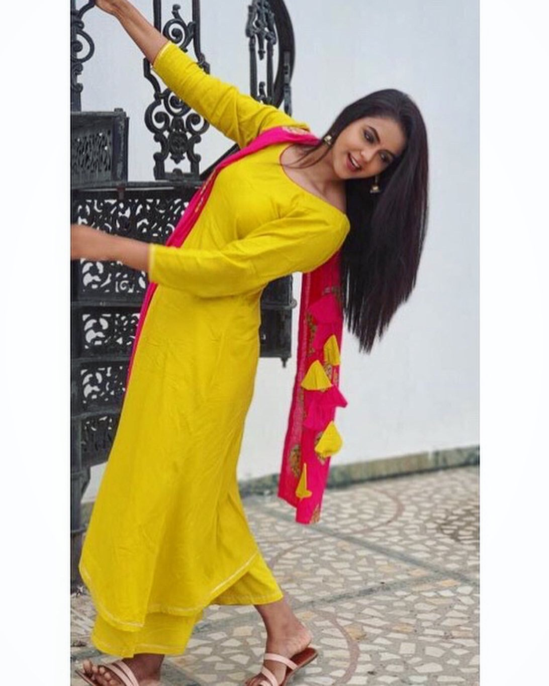 Lime Pink Tassel Suit set
