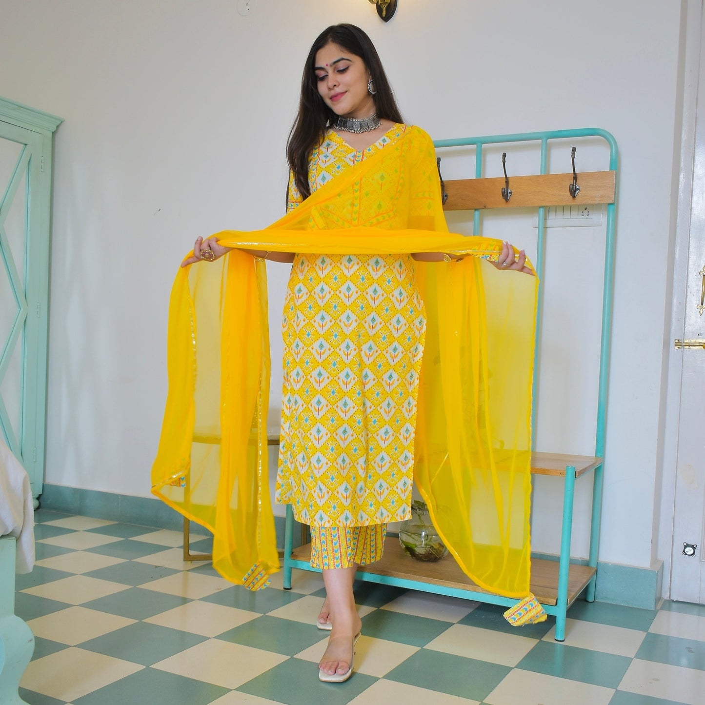 Sehaj Yellow Cotton Suit Set
