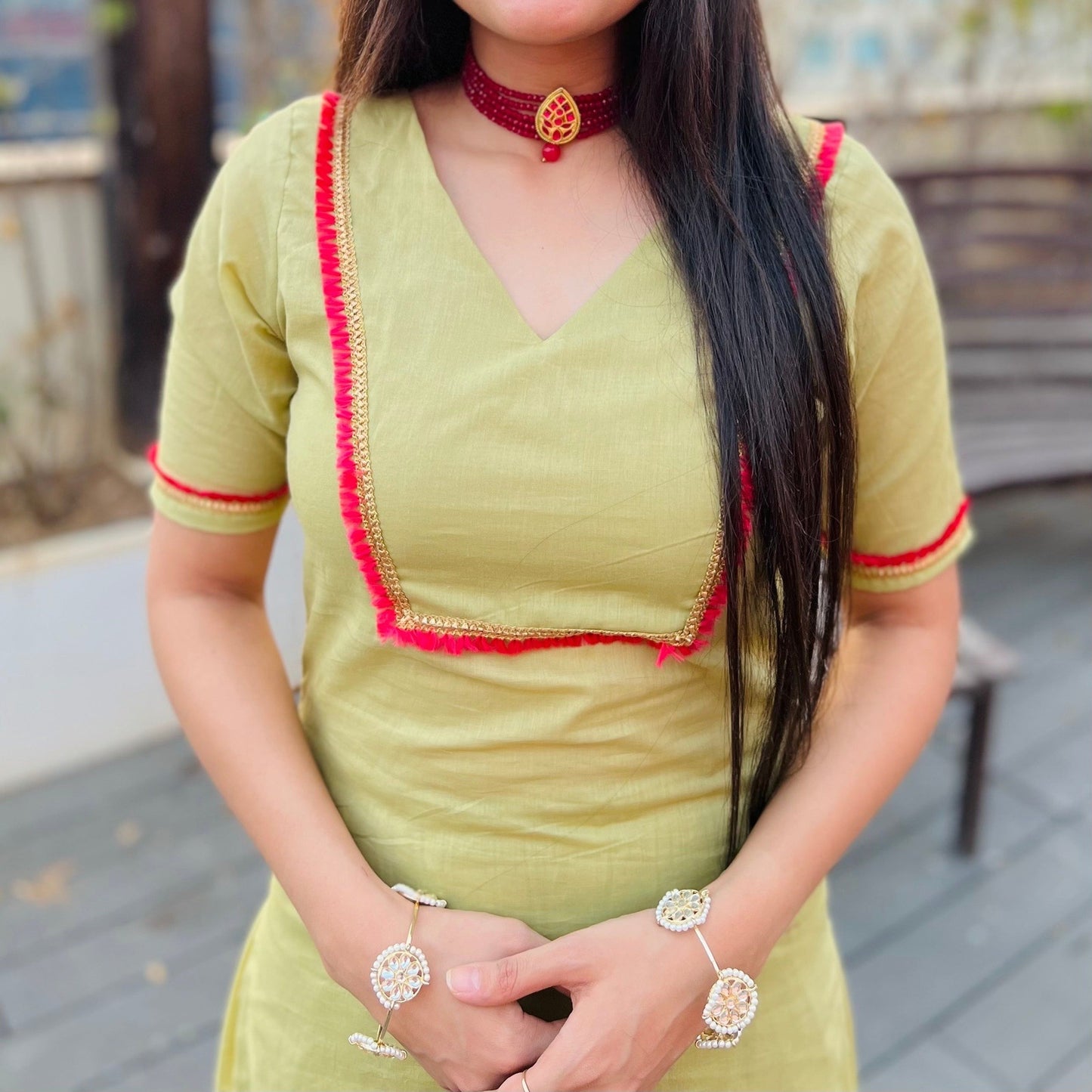 Pistachio Cotton Kurta Set