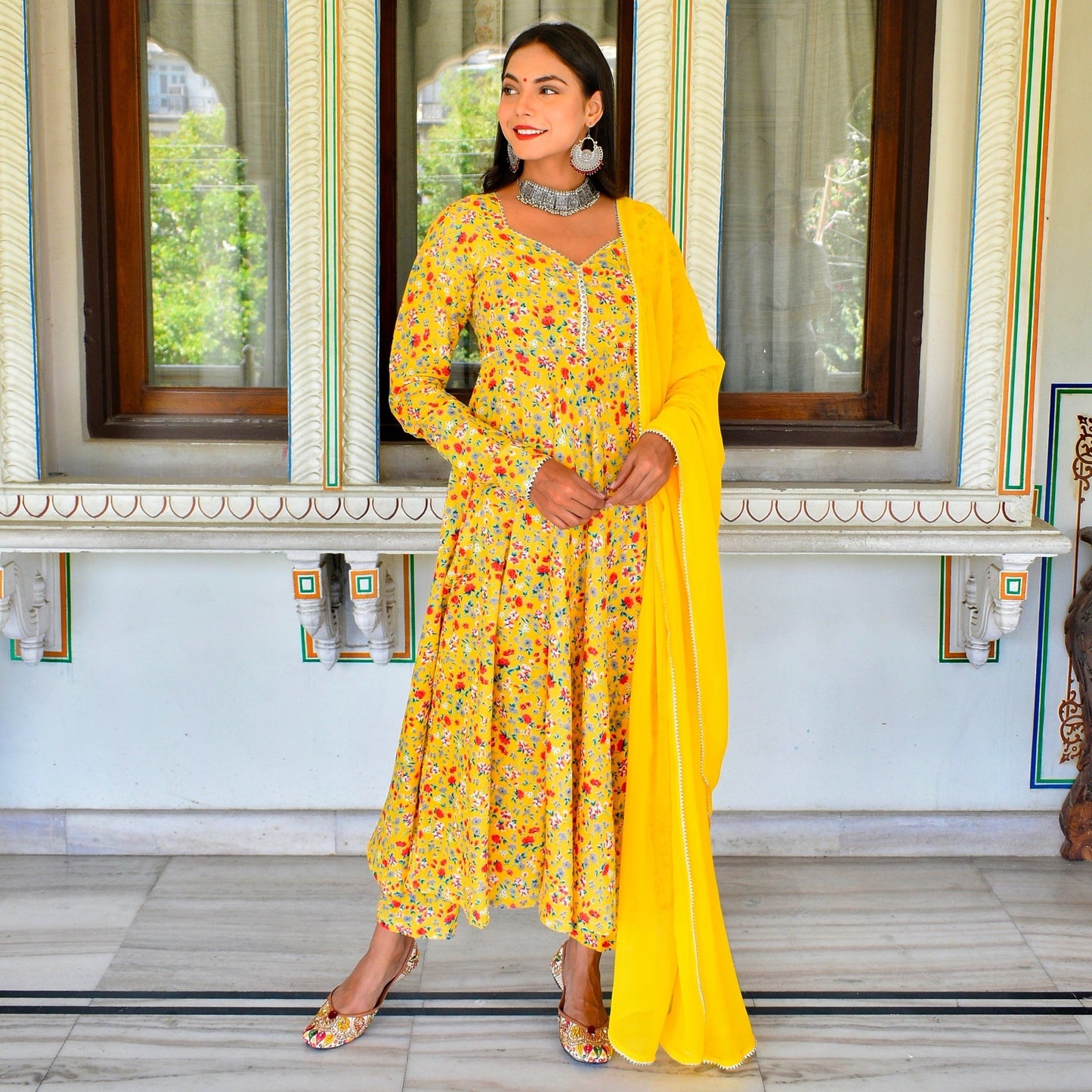 Yellow Ciara Handblock Suit Set