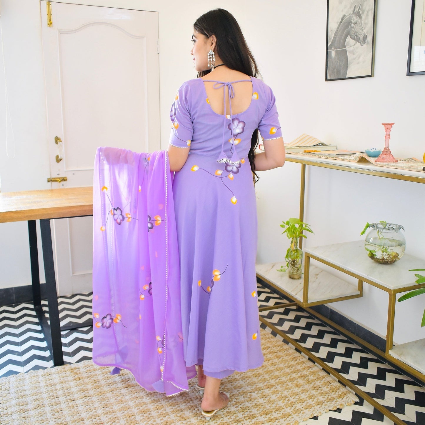 Violet Handpainted Suit Set