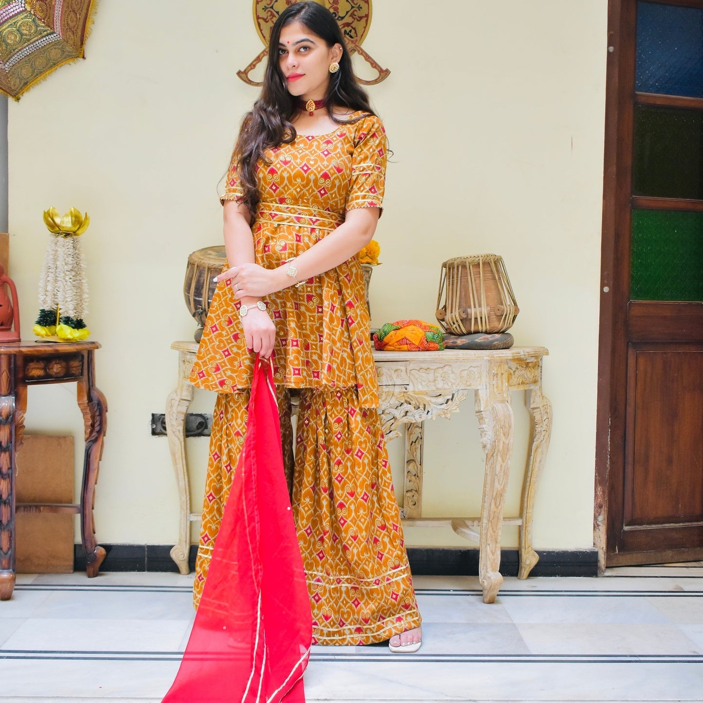 Bali Foil Sharara Suit Set