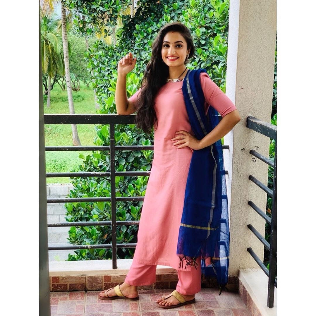 Powder Pink Neckline Suit Set