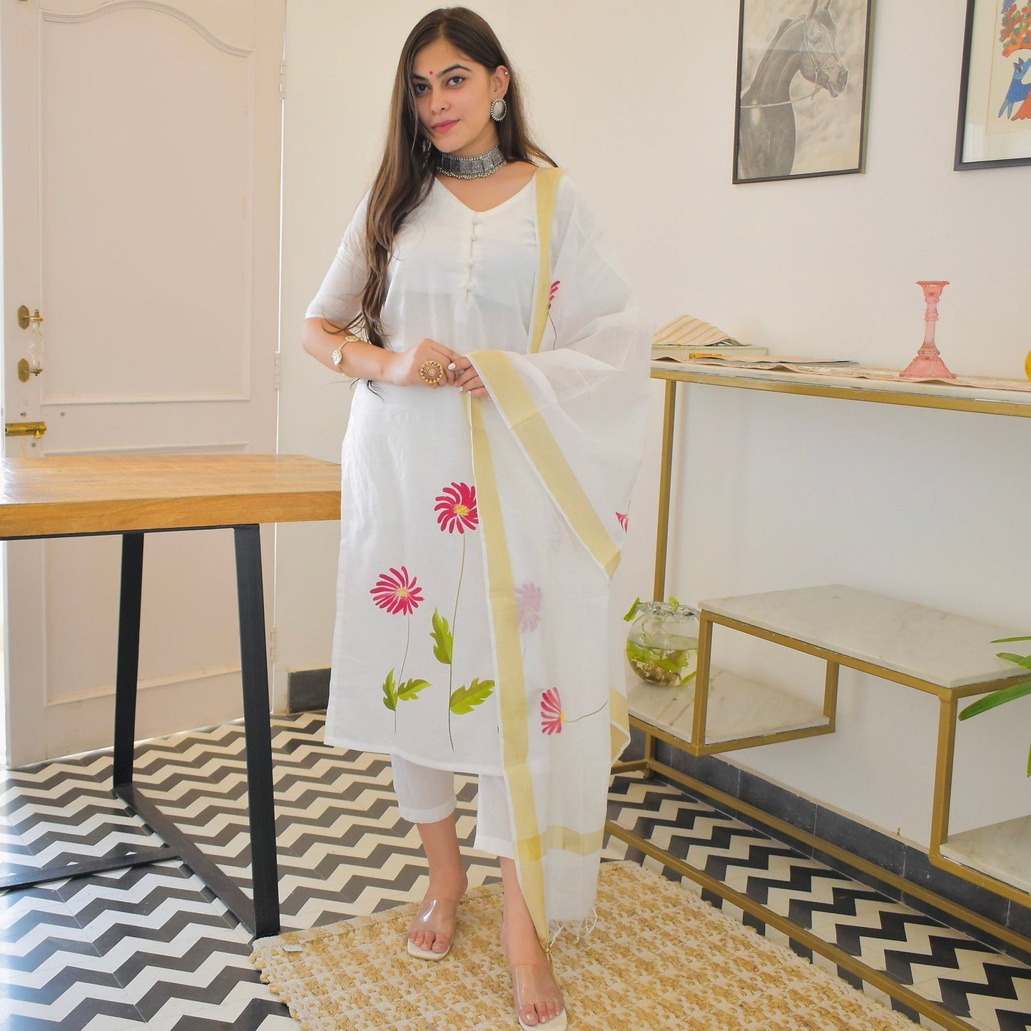 Pearl Handpainted Suit Set