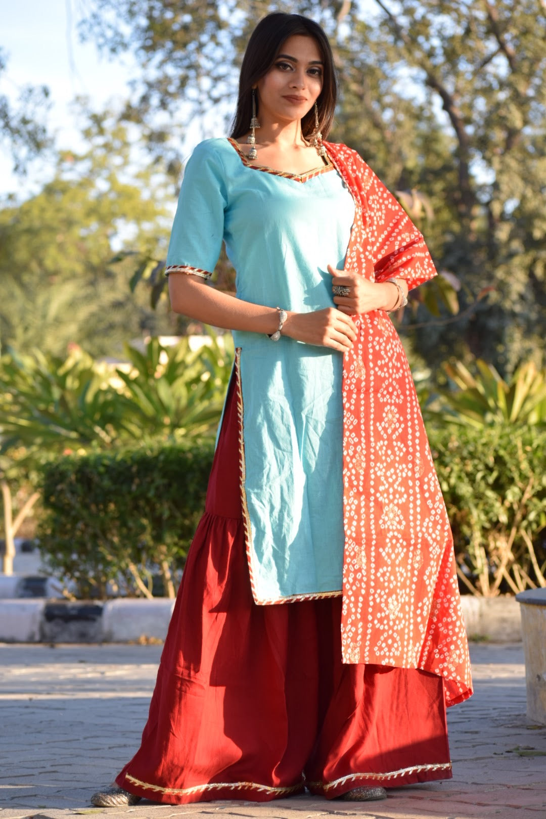 Sky Bhandej Sharara Set