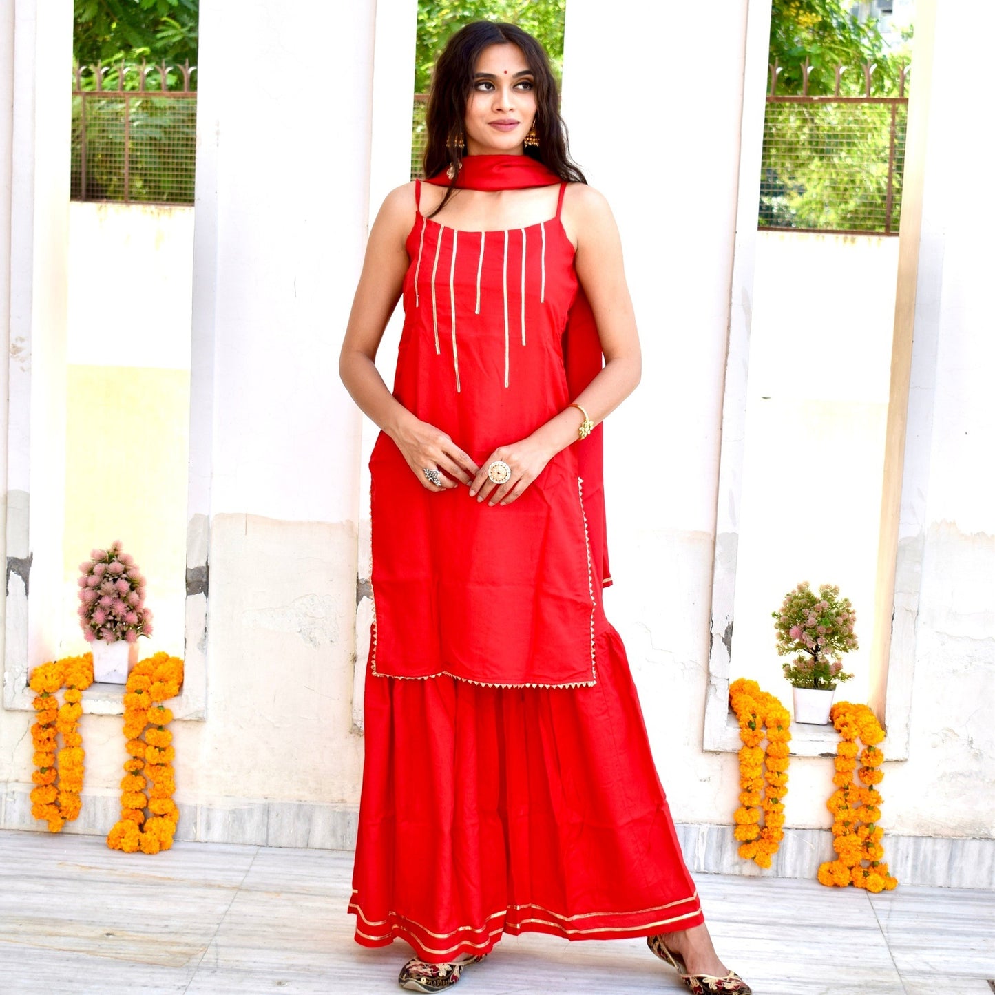 Fairytale Red Sharara Suit Set