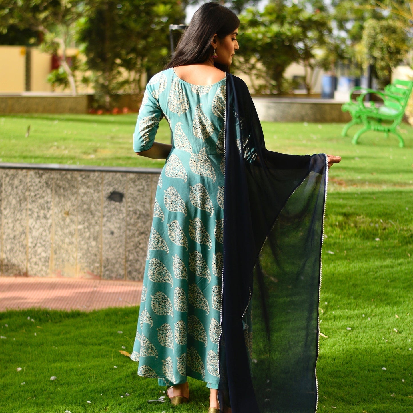 Ice Blue Paisley Suit Set